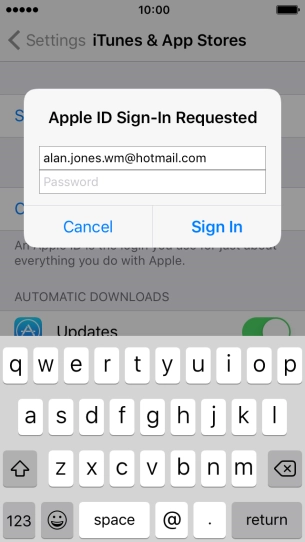 Press Password and key in the password for your Apple ID. Press Password and key in the password for your Apple ID.