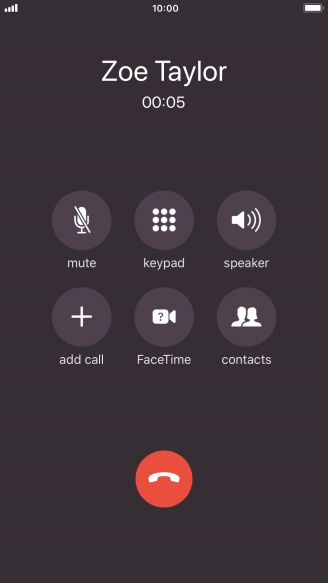 Press the end call icon to end the call. Press the end call icon to end the call.
