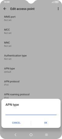 Key in default and press OK. Key in default and press OK.