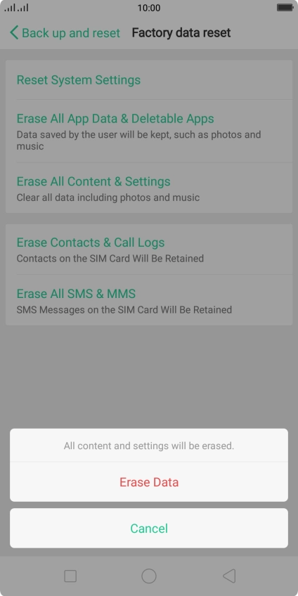 Press Erase Data. Press Erase Data.