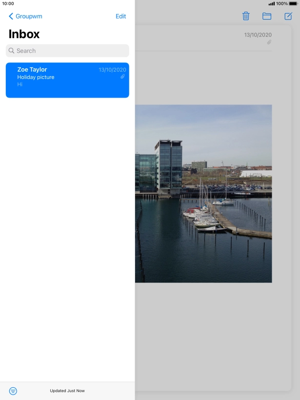 Press the new email message icon. Press the new email message icon.