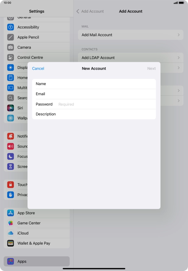 Press Password and key in the password for your email account. Press Password and key in the password for your email account.
