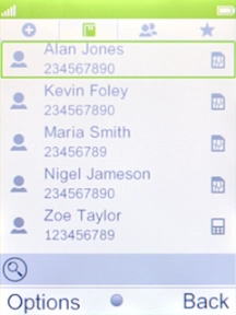 Highlight the required contact. Highlight the required contact.