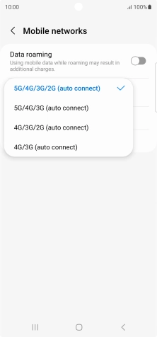 Press the required network mode. Press the required network mode.