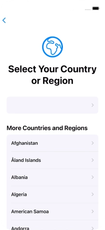 Press the required country or area. Press the required country or area.