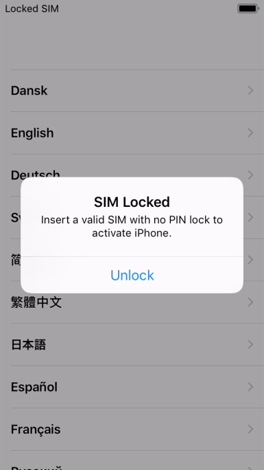 If your SIM is locked, press Unlock. If your SIM is locked, press Unlock.
