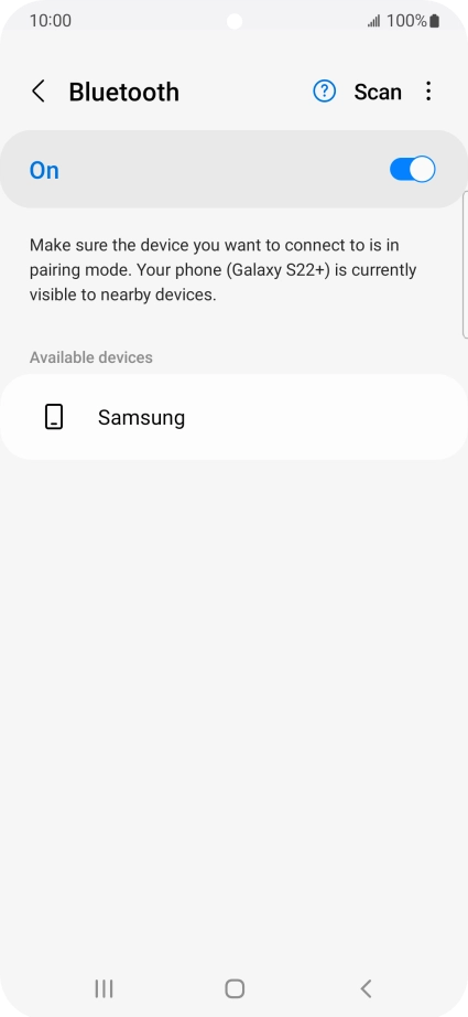 Press the required Bluetooth device and follow the instructions on the screen to pair the device with your phone. Press the required Bluetooth device and follow the instructions on the screen to pair the device with your phone.