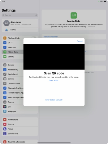 Place the QR code you've received inside the tablet camera frame to scan the code. Place the QR code you've received inside the tablet camera frame to scan the code.