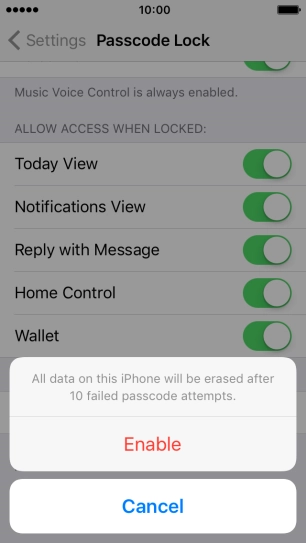 If you turn on the function, press Enable. If you turn on the function, press Enable.