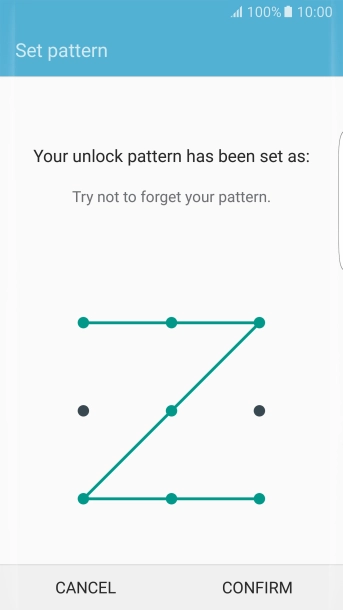 Repeat the selected phone lock code and press CONFIRM. Repeat the selected phone lock code and press CONFIRM.