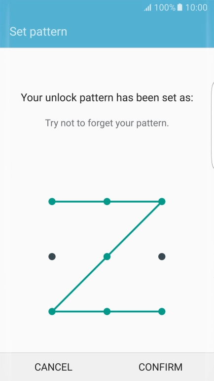 Repeat the selected phone lock code and press CONFIRM. Repeat the selected phone lock code and press CONFIRM.