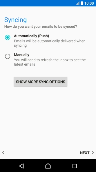 Press SHOW MORE SYNC OPTIONS. Press SHOW MORE SYNC OPTIONS.