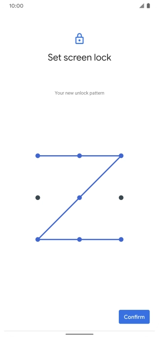 Repeat the selected phone lock code and press Confirm. Repeat the selected phone lock code and press Confirm.