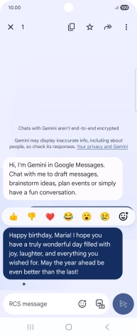 Press and hold the text suggestion from Gemini. Follow the instructions on the screen to use the text suggestion. Press and hold the text suggestion from Gemini. Follow the instructions on the screen to use the text suggestion.