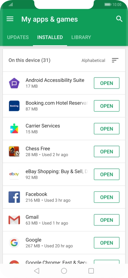Press the required app. Press the required app.