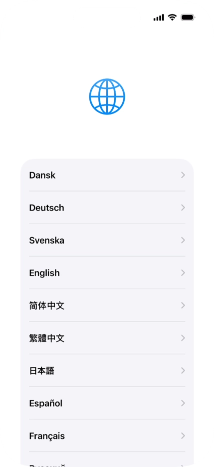Press the required language. Press the required language.