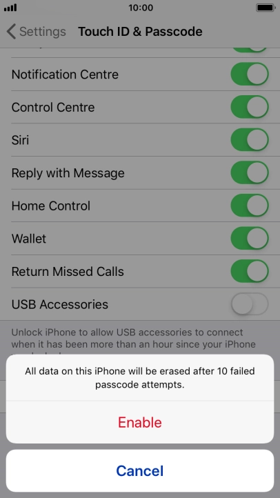 If you turn on the function, press Enable. If you turn on the function, press Enable.