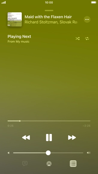 Press the shuffle icon to turn the function on or off. Press the shuffle icon to turn the function on or off.
