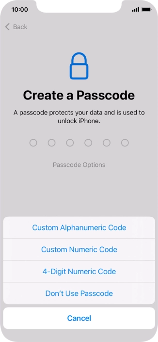 Follow the instructions on the screen to turn on use of phone lock code or press Don't Use Passcode. Follow the instructions on the screen to turn on use of phone lock code or press Don't Use Passcode.