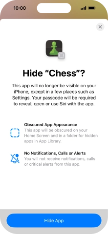 Press Hide App. Press Hide App.