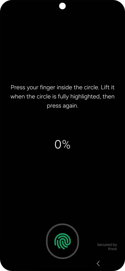 Follow the instructions on the screen to create the phone lock code using your fingerprint. Follow the instructions on the screen to create the phone lock code using your fingerprint.
