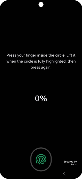 Follow the instructions on the screen to create the phone lock code using your fingerprint. Follow the instructions on the screen to create the phone lock code using your fingerprint.