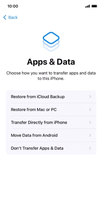 Press Don't Transfer Apps & Data and follow the instructions on the screen to finish the activation. Press Don't Transfer Apps & Data and follow the instructions on the screen to finish the activation.