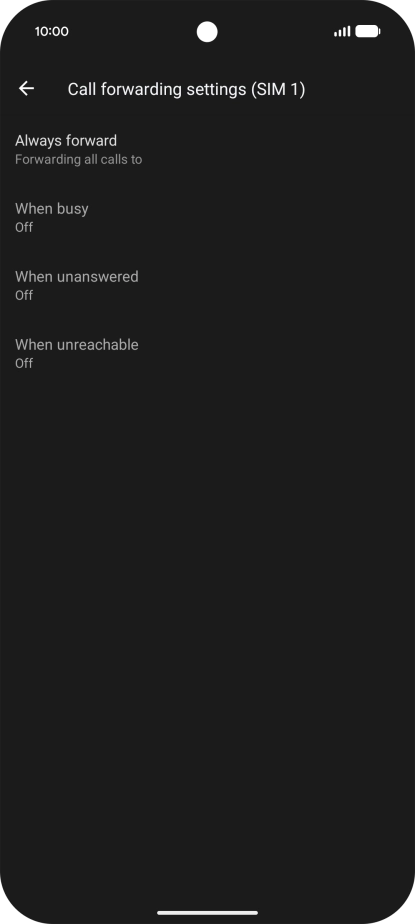 Press the required divert type. Press the required divert type.