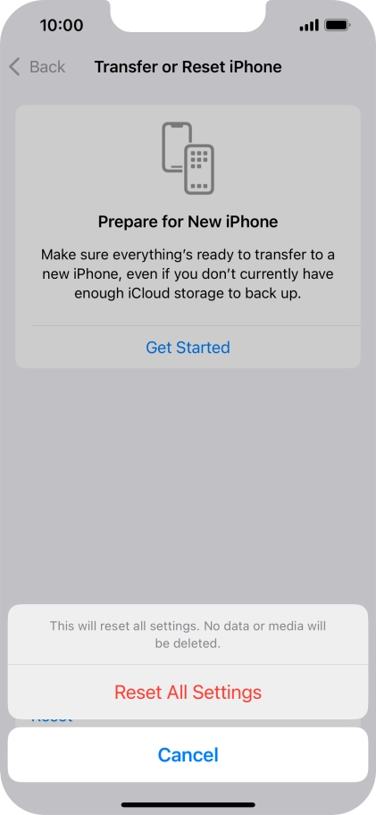 Press Reset All Settings. Press Reset All Settings.