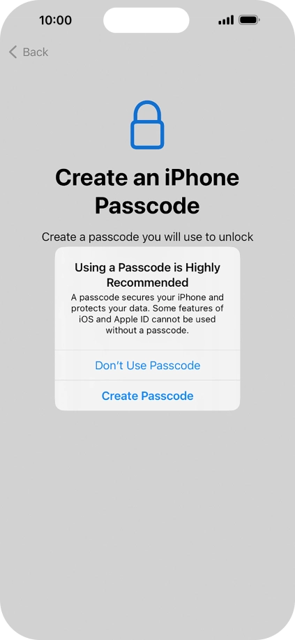 If you turn off the function, press Don't Use Passcode. If you turn off the function, press Don't Use Passcode.