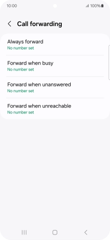 Press the required divert type. Press the required divert type.