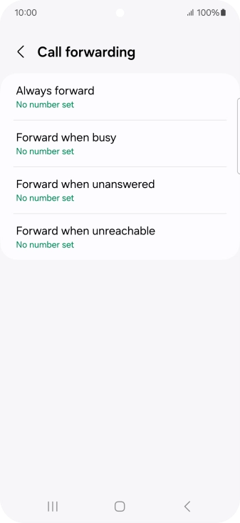 Press the required divert type. Press the required divert type.