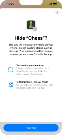 Press Hide App. Press Hide App.