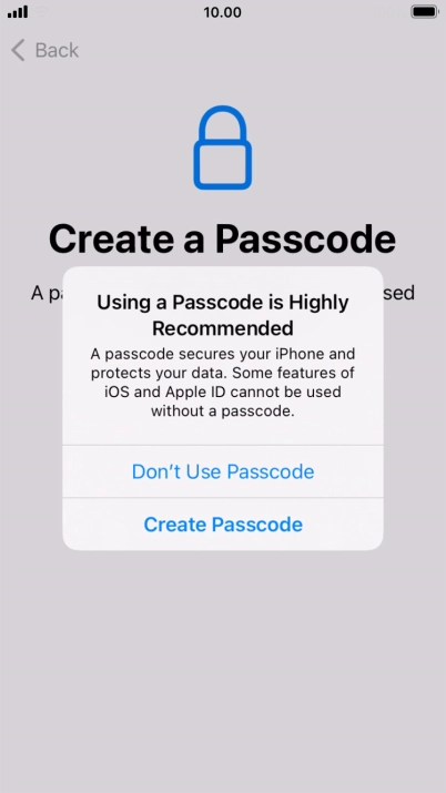 If you turn off the function, press Don't Use Passcode. If you turn off the function, press Don't Use Passcode.