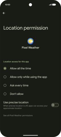Press the required setting. Press the required setting.