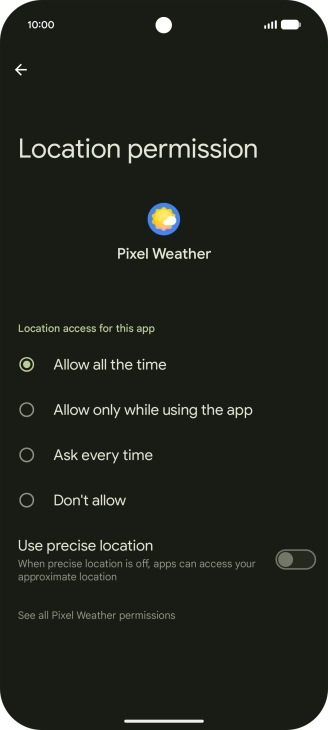 Press the required setting. Press the required setting.