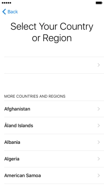 Press the required country or area. Press the required country or area.