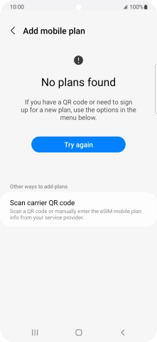 Press Scan carrier QR code. Press Scan carrier QR code.