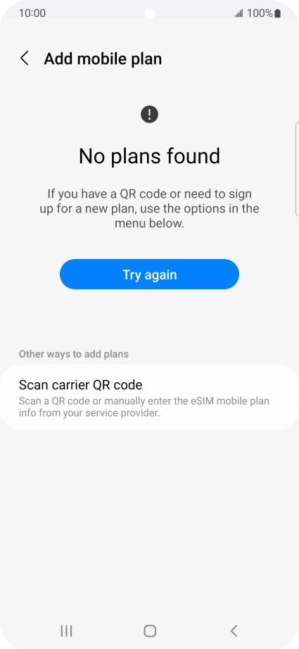 Press Scan carrier QR code. Press Scan carrier QR code.