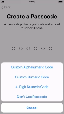 Follow the instructions on the screen to turn on use of phone lock code or press Don't Use Passcode. Follow the instructions on the screen to turn on use of phone lock code or press Don't Use Passcode.