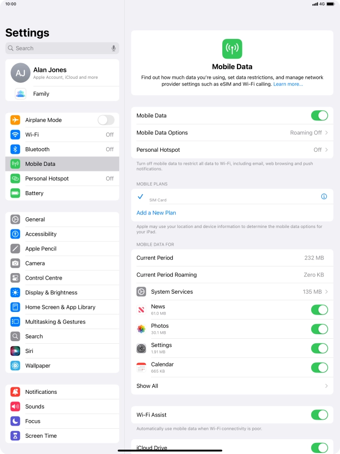 Press Mobile Data Options. Press Mobile Data Options.