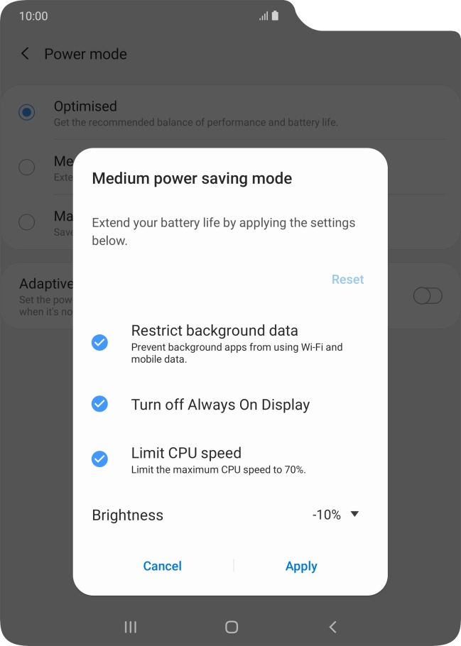 Press Apply to turn on the function. Press Apply to turn on the function.