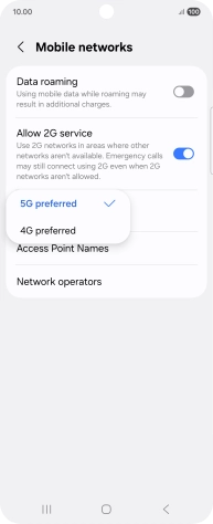 Press the required network mode. Press the required network mode.