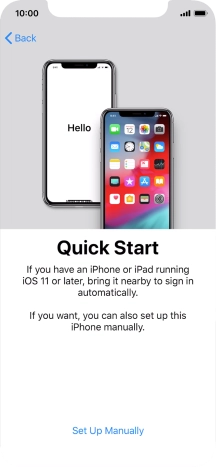 Follow the instructions on the screen to transfer content from another iOS 11 device or press Set Up Manually. Follow the instructions on the screen to transfer content from another iOS 11 device or press Set Up Manually.