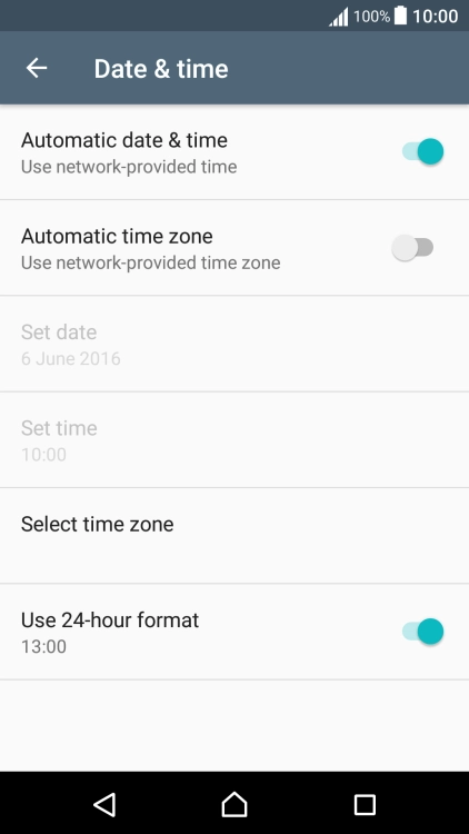 Press Automatic time zone to turn on the function. Press Automatic time zone to turn on the function.