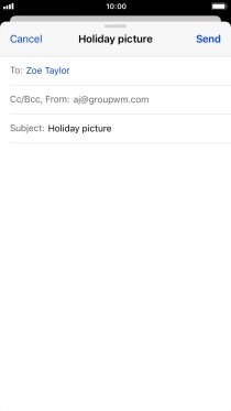 Press the text input field and write the text for your email message. Press the text input field and write the text for your email message.