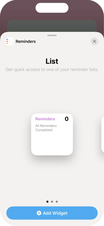 Slide your finger right or left on the screen to select the required widget size. Slide your finger right or left on the screen to select the required widget size.