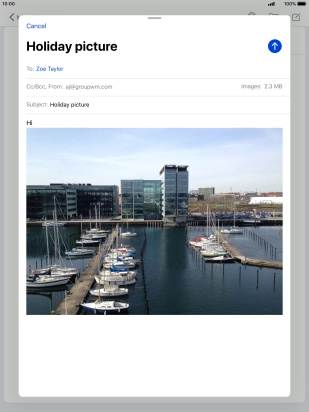 Press the send icon when you've finished your email message. Press the send icon when you've finished your email message.