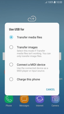Press Transfer media files to turn on the function. Press Transfer media files to turn on the function.