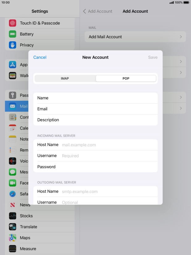 Press Host Name and key in the name of your email provider's incoming server. Press Host Name and key in the name of your email provider's incoming server.